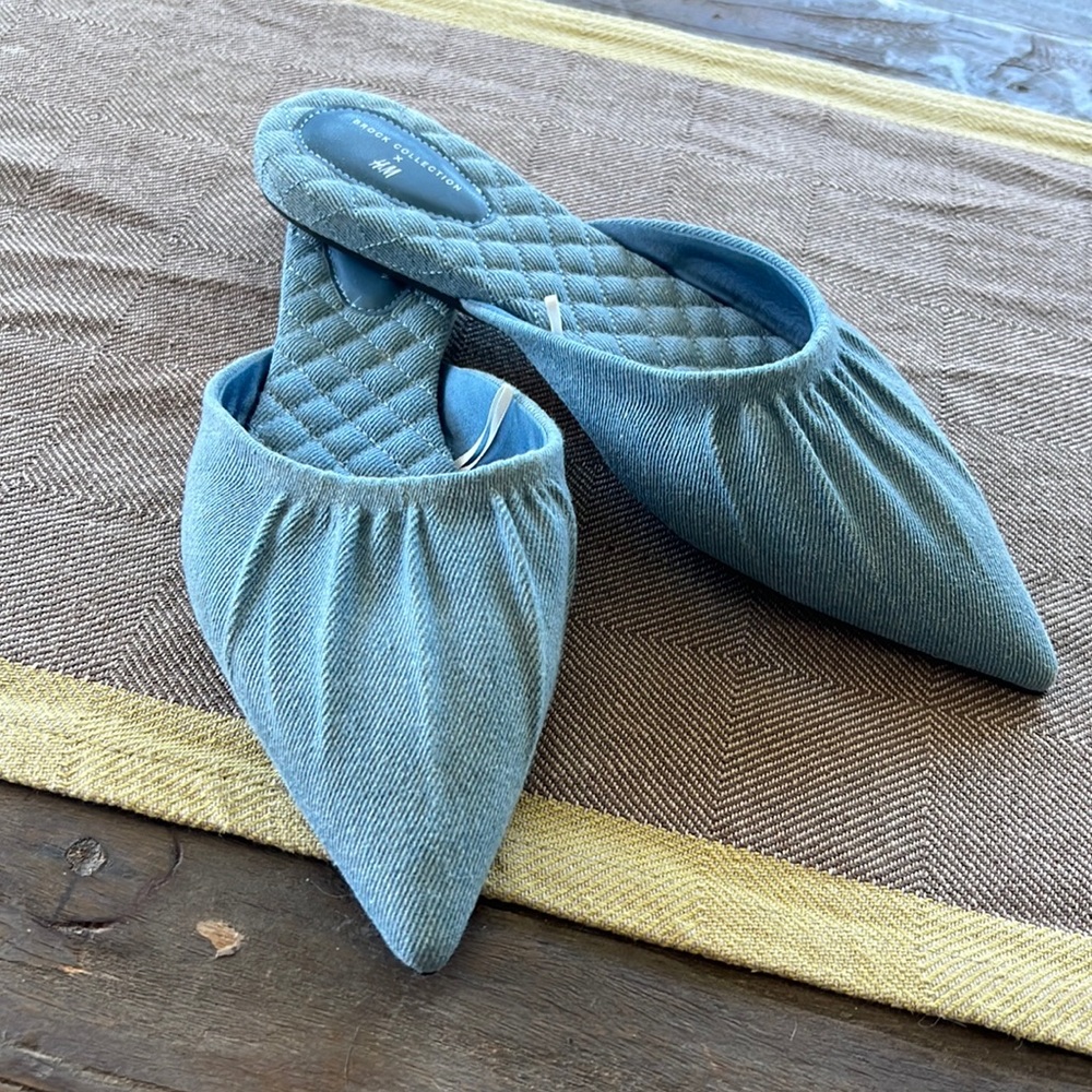 Brock Collection x H&M, Blue Pointed Mules, Size 8